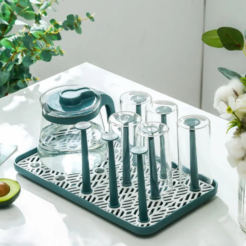 Detachable Cup Drain Rack Bottle Dish Drying Shelf Dust-proof Glass Cup Drainer Holder Stand Kitchen Storage Holder Home Decor