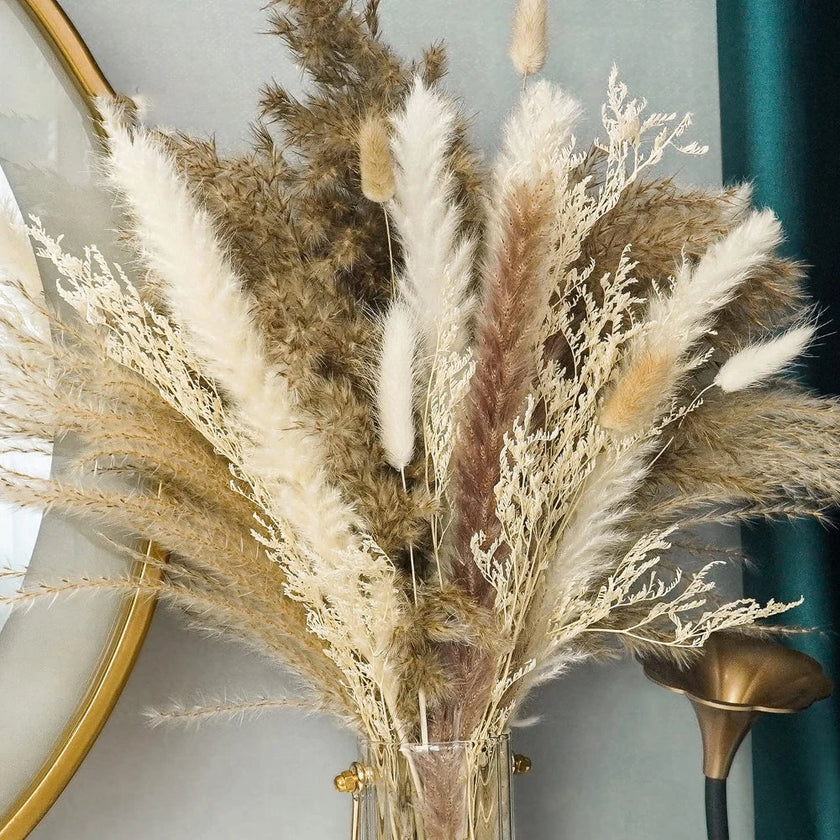 Pampas Grass Decor Boho Home Decor Bouquet Natural Fluffy Dried Flowers for Wedding Floral Arrangements Wall Farmhouse Table Dec