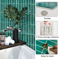 1 Sheet Adhesive Wall Wallpaper Green Tiles Peel And Stick Backsplash Waterproof Wall Stickers For Kitchen Bathroom Room Decor