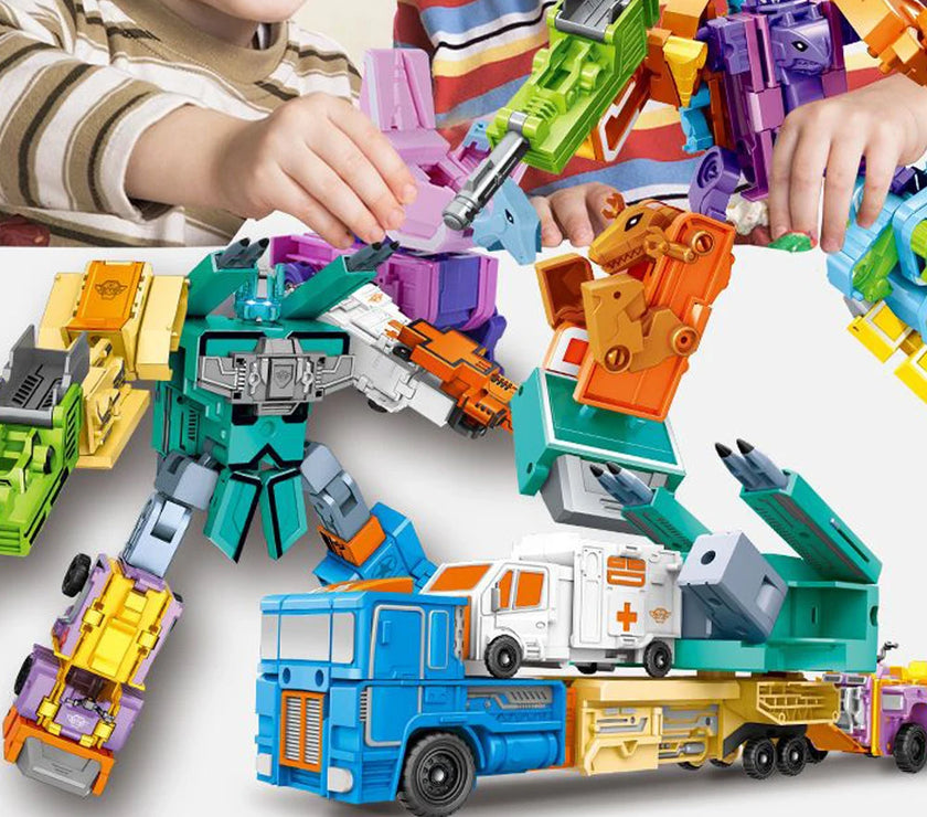 Assemble Number Robots Transformation Toys Building Blocks 20PCS Action Figure Deformation Toy Car for Boy Baby Kids Toddler
