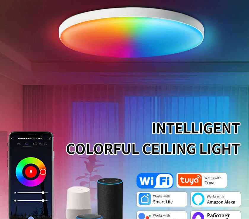 Tuya WiFi Smart LED Ceiling Light AC220V 24W RGB For Bedroom Living Room Home Decor Round Light Works With Alexa Google Home