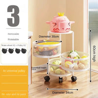 48461206716609|48461206Kitchen Holders Vegetable Shelving Multi-Functional Fruits Rotating Storage Rack Basket Floor Multi-Layer Vegetable Basket Round749377|48461206814913