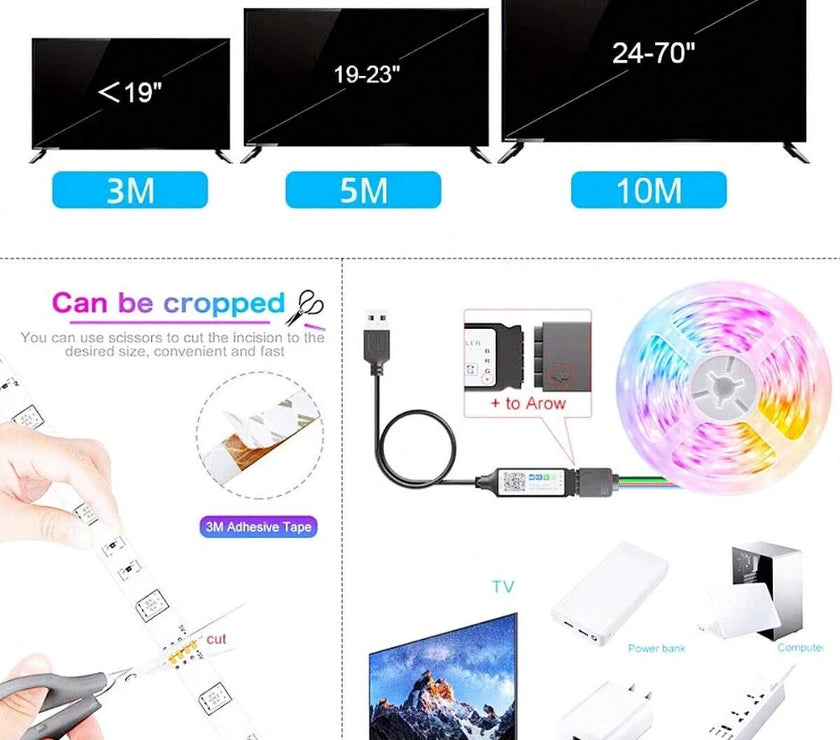 Led Strip Lights 5050 RGB LED Light Smart APP Control for TV Backlight Christmas Party Home Decor Lighting Ribbon Tape for Room