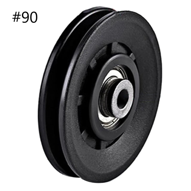 Nylon Bearing Pulley Wheel Round Black Wheel Cable Gym Fitness Equipment Part Exercise Machine Part and Pulley Accessory