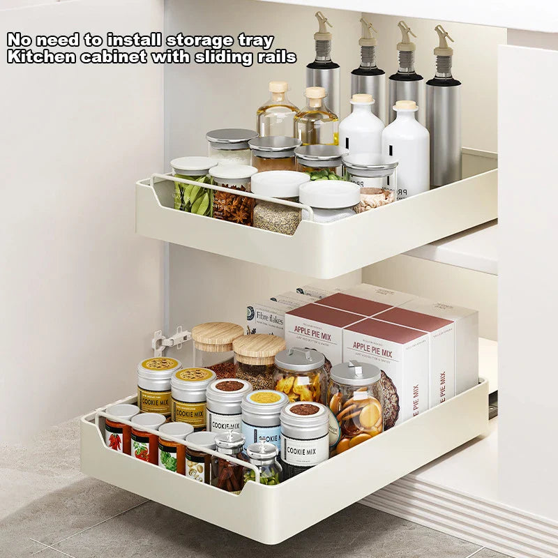 Installation Kitchen Spice Box Storage Rack Cabinets Organizer