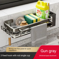 Space Aluminum Kitchen Sink Organizer Sponge Soap Storage Rack Hanging Drain Holder Basket