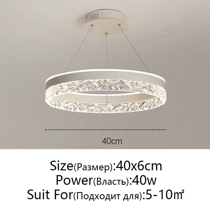 Minimalist Modern Led Chandelier Home Lighting Crystal Rings Ceiling Mounted Chandelier Lighting Hanging Lamp Black&White Frame