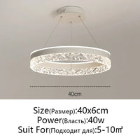 Minimalist Modern Led Chandelier Home Lighting Crystal Rings Ceiling Mounted Chandelier Lighting Hanging Lamp Black&White Frame
