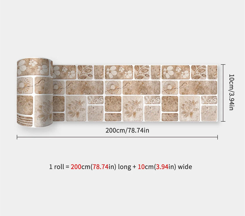 10X200cm Long Strip Wall Stickers Floor Kitchen Bathroom Living Room Skirting Line Wall Decor Waterproof Peel & Stick Wallpaper