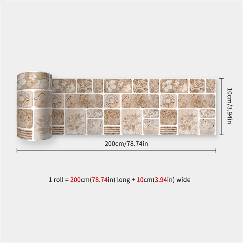 10X200cm Long Strip Wall Stickers Floor Kitchen Bathroom Living Room Skirting Line Wall Decor Waterproof Peel & Stick Wallpaper