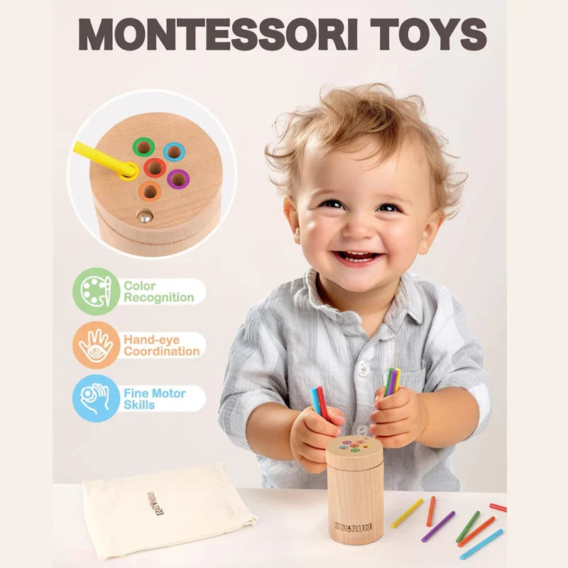 Color Matching Fine Motor Skills Sensory Toys Wooden Educational Stick Board Game