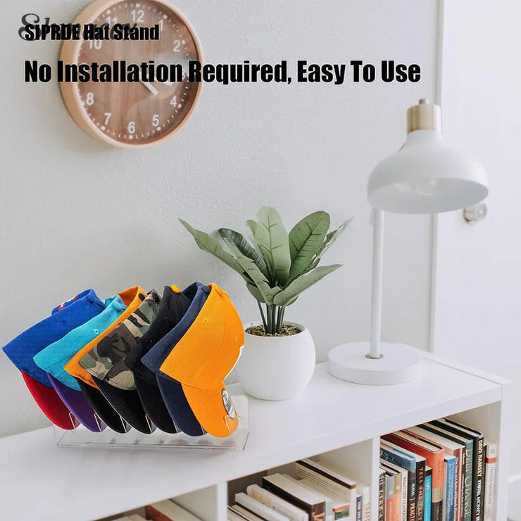 7 Holes Acrylic Hat Baseball Cap Display Rack Durable Clear Acrylic Hat Holder For Home Closet Storage Organization Stores Decor