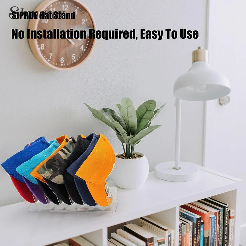 7 Holes Acrylic Hat Baseball Cap Display Rack Durable Clear Acrylic Hat Holder For Home Closet Storage Organization Stores Decor