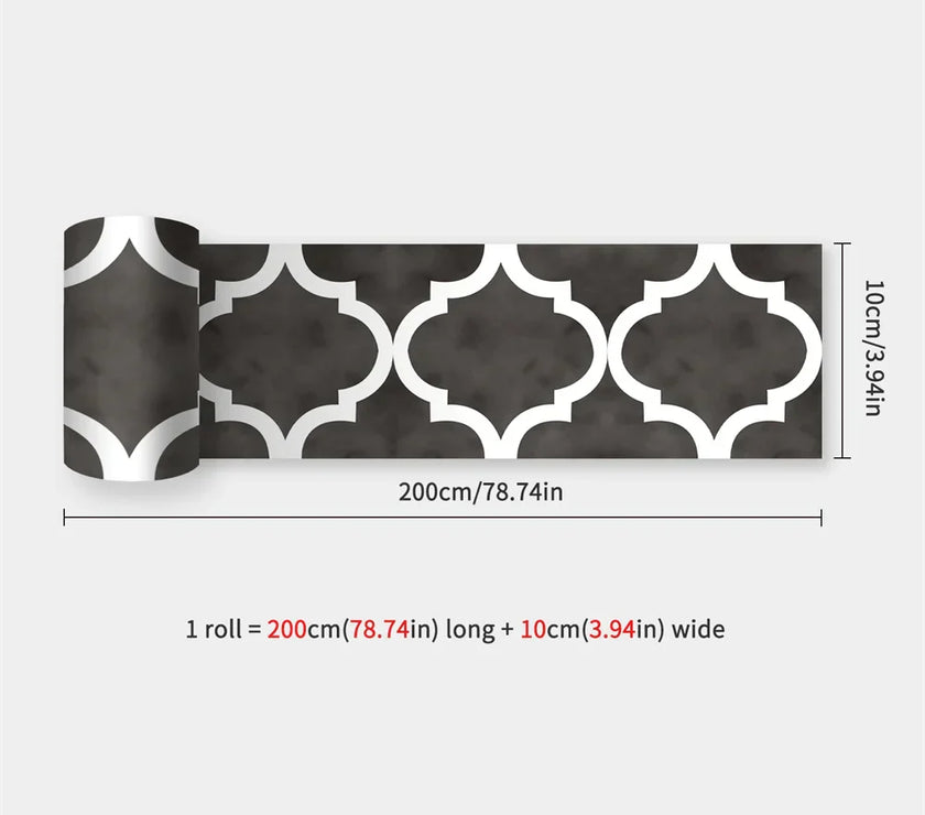 10X200cm Long Strip Wall Stickers Floor Kitchen Bathroom Living Room Skirting Line Wall Decor Waterproof Peel & Stick Wallpaper