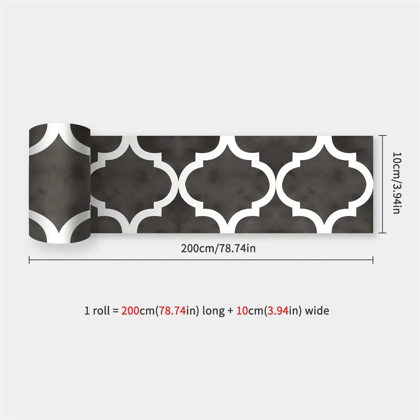 10X200cm Long Strip Wall Stickers Floor Kitchen Bathroom Living Room Skirting Line Wall Decor Waterproof Peel & Stick Wallpaper