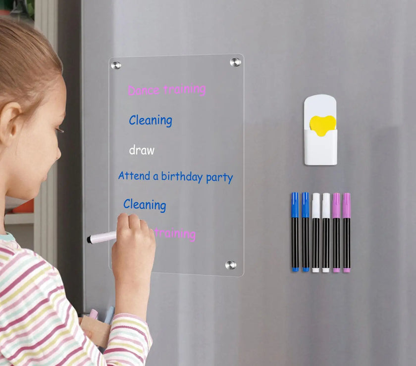 Fridge Blank Calendar Memo Board Dry Erase Calendar 6 Markers & Eraser