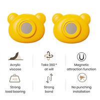 Self-adhesive Magnetic Hook Adorable Cartoon Bear Magnetic Hooks for Home Organization Remote Control Storage Set of 2 Round
