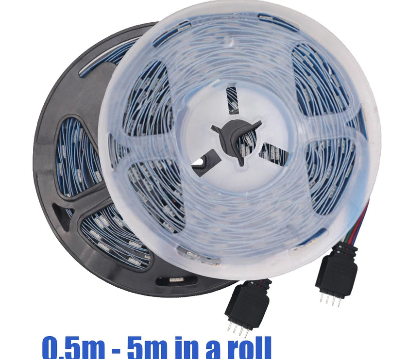 5v 5050 RGB LED Strip Light Flexible Tape Lamp Waterproof 50cm 1m 2m 3m 4m 5m With 4pin Plug White/ Black PCB Home Decoration