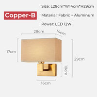 Switch LED Spotlight Reading Wall Lamp Bedroom Study Nordic Home Decor Light Fixture