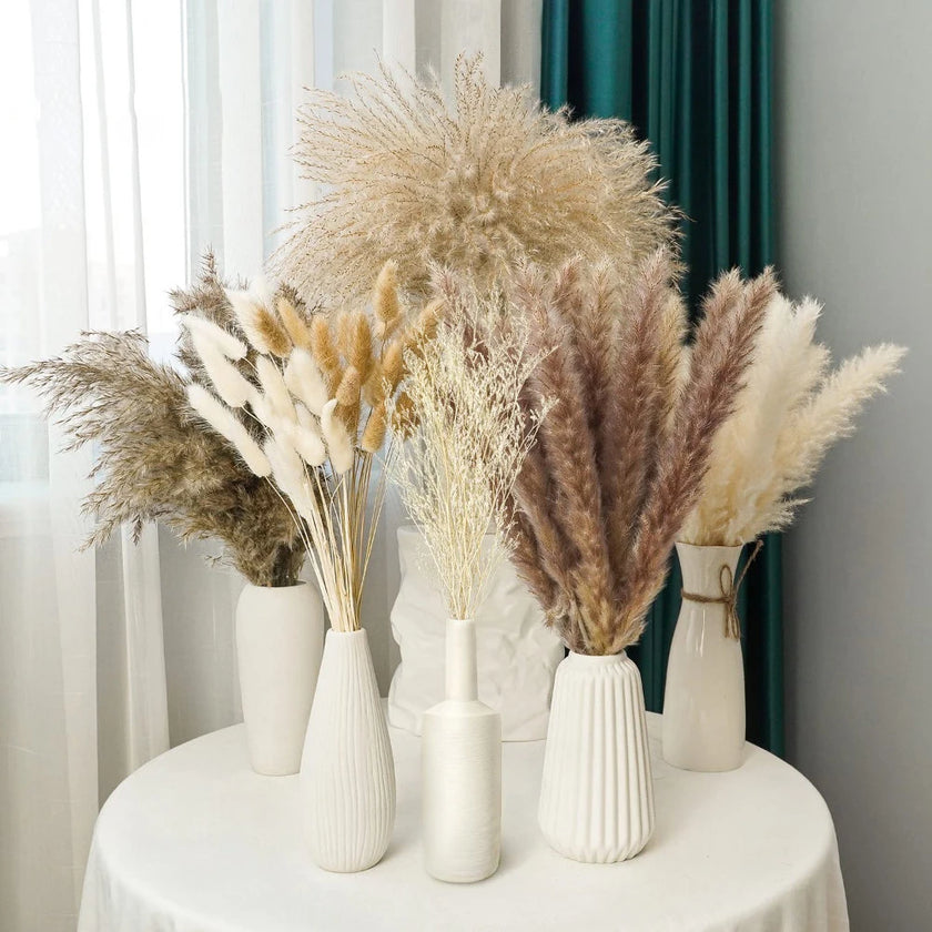 Pampas Grass Decor Boho Home Decor Bouquet Natural Fluffy Dried Flowers for Wedding Floral Arrangements Wall Farmhouse Table Dec