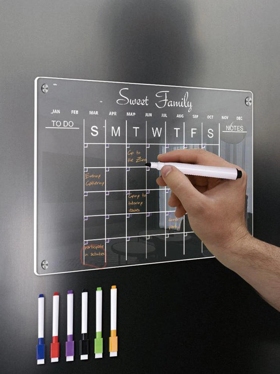 Fridge Magnet Sticker Calendar Board Planner Reusable Magnetic Dry Erase Board Schedule Transparent Acrylic Fridge Message Menu