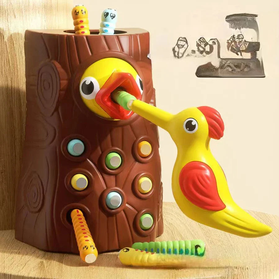 Children Woodpecker Catch Worms Toy Toddler Kids Magnetic Games