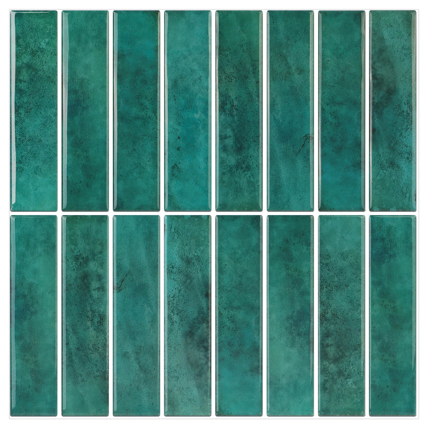 1 Sheet Adhesive Wall Wallpaper Green Tiles Peel And Stick Backsplash Waterproof Wall Stickers For Kitchen Bathroom Room Decor