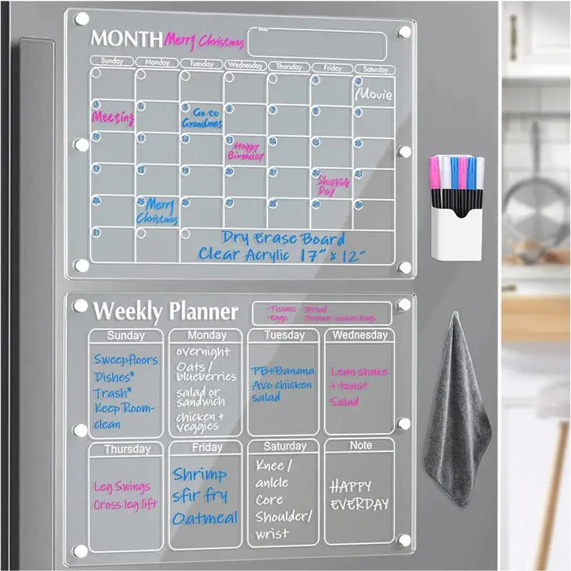 Fridge Dry Erase Board Refrigerator Acrylic Board Planner Schedule Board ToDoList
