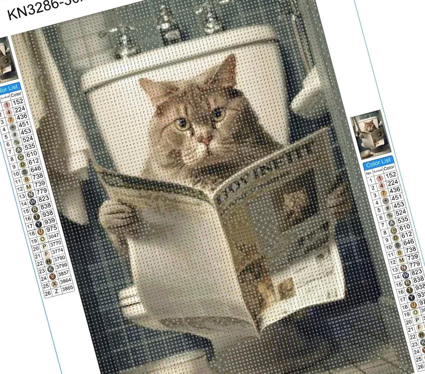 5D DIY Diamond Painting Cat Lion Tiger Toilet Reading Newspapers Diamond Mosaic Funny Bathroom Animal Embroidery Art Decoration