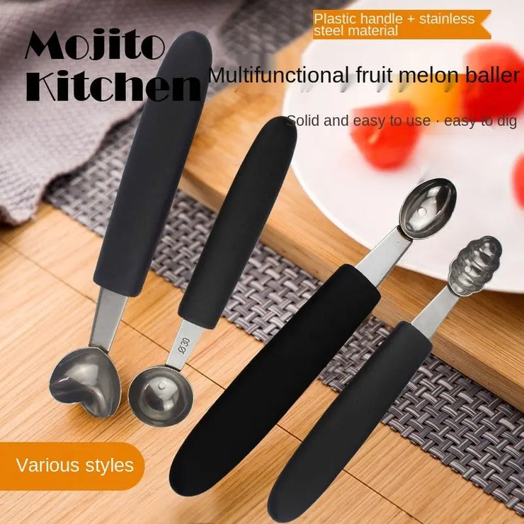 Multifunctional Single Head Stainless Steel Fruit Dig Ball Spoons Portable Ice Cream Melon Scoops Kitchen Tools