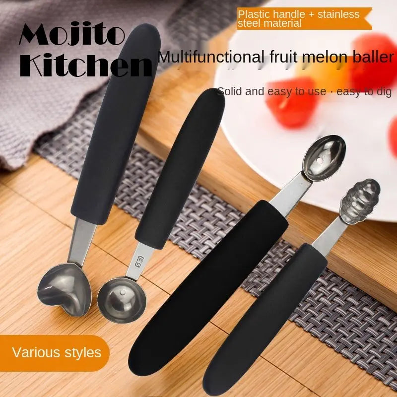 Multifunctional Single Head Stainless Steel Fruit Dig Ball Spoons Portable Ice Cream Melon Scoops Kitchen Tools