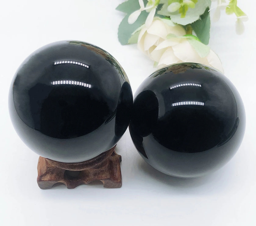 Natural Black Obsidian Sphere Crystal Quartz Magic Ball Rock Stone Witchcraft Reiki Healing Home Decoration Gift Without Base