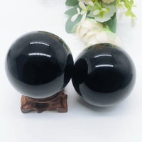 Natural Black Obsidian Sphere Crystal Quartz Magic Ball Rock Stone Witchcraft Reiki Healing Home Decoration Gift Without Base