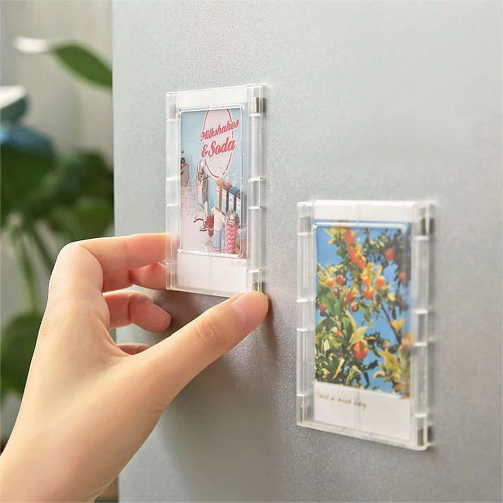 1 Pcs Refrigerator Magnetic Photo Frame Acrylic Photo Holder Display Stand Magnet Picture Frame Desktop Photo Display