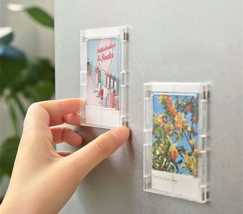 1 Pcs Refrigerator Magnetic Photo Frame Acrylic Photo Holder Display Stand Magnet Picture Frame Desktop Photo Display