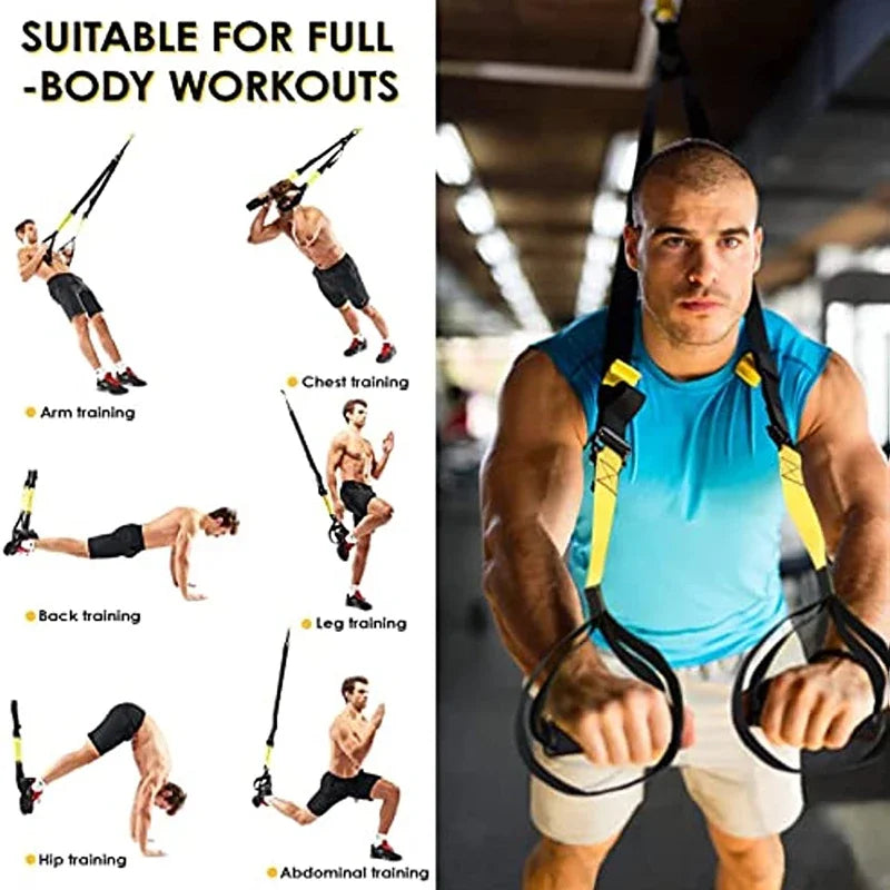 Adjustable Hanging Training Strap Gymnastics Fitness Band Chest Exercise Strap Pull Rope Resistance Band Set Home Gym Equipment