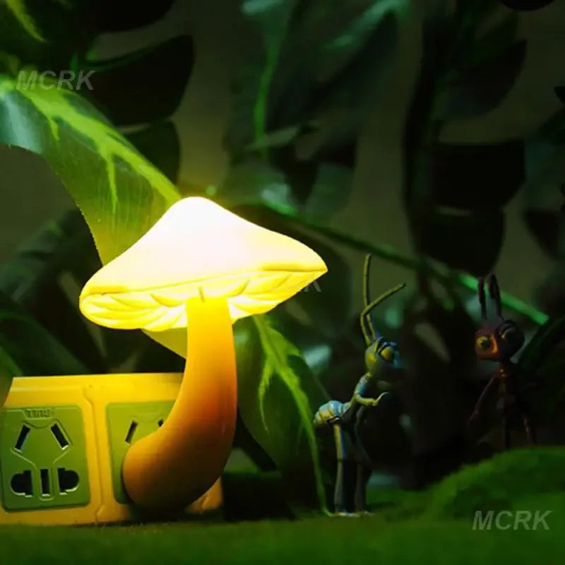Light Control Night Light Wholesale Yellow Light Worm Mushroom Light Control Night Light Home Decor