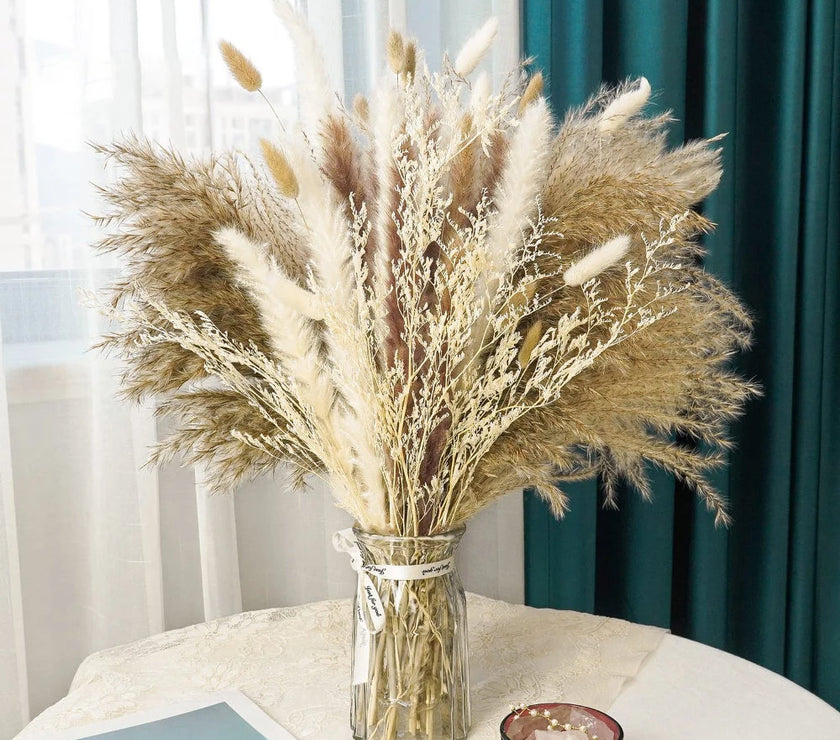 Pampas Grass Decor Boho Home Decor Bouquet Natural Fluffy Dried Flowers for Wedding Floral Arrangements Wall Farmhouse Table Dec