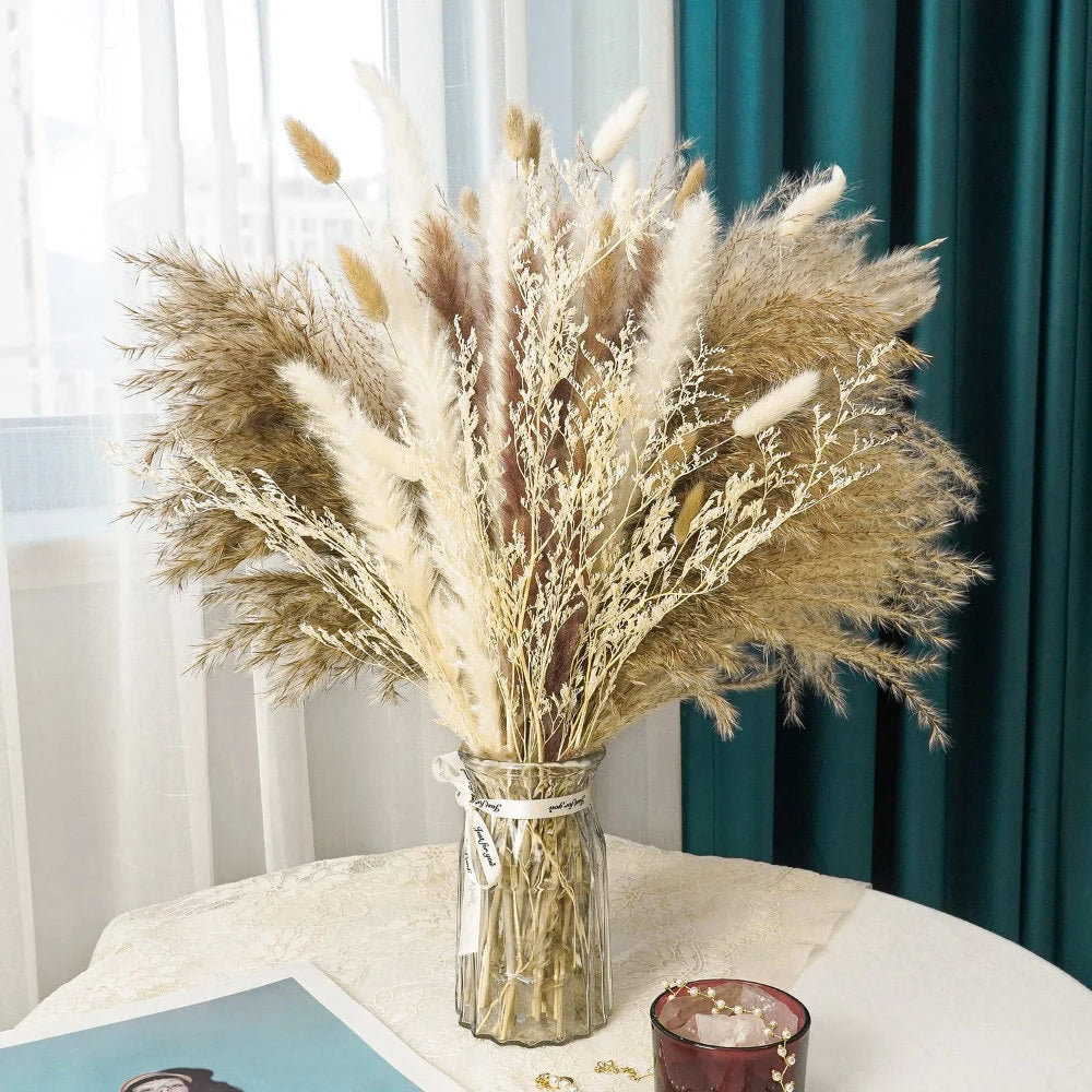 Pampas Grass Decor Boho Home Decor Bouquet Natural Fluffy Dried Flowers for Wedding Floral Arrangements Wall Farmhouse Table Dec