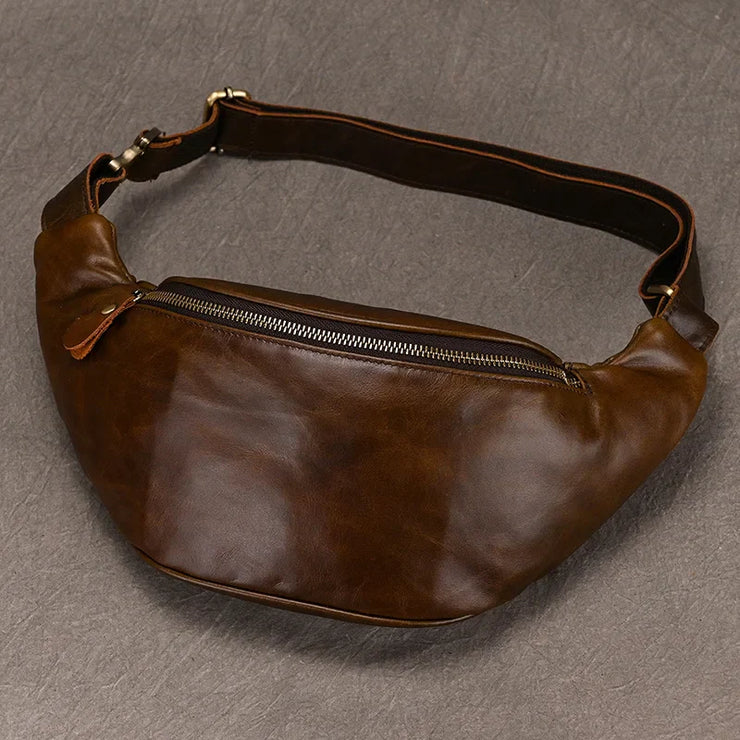 Waist Bag Mini Travel Fanny Chest Pack Cowhide Belt Bag Male Small Waist Bag