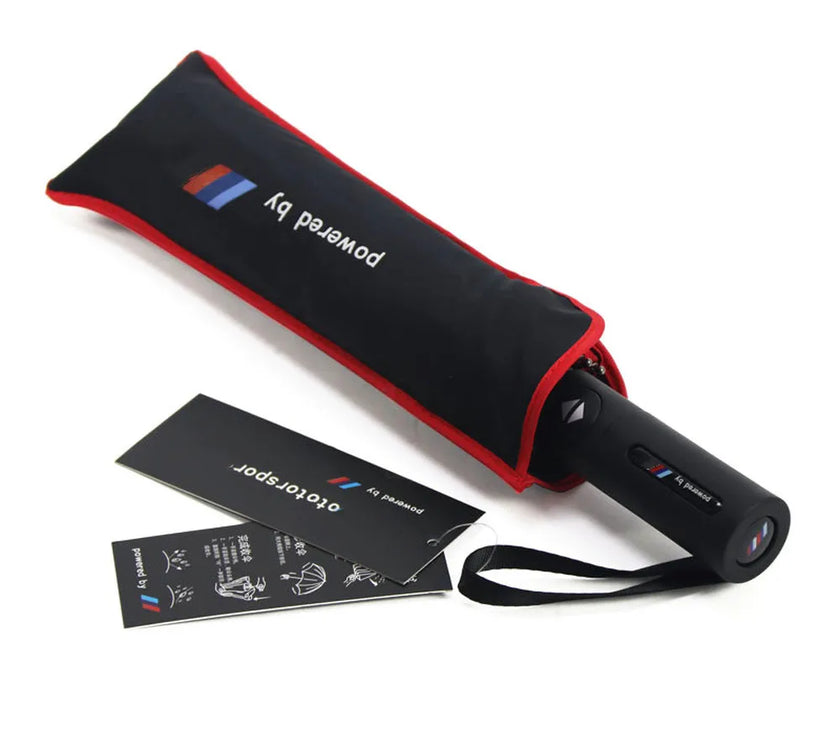 Original For BMW 4S shop car umbrella red edge 10 bone high-end automatic folding umbrella for rain shine umbrella with M logo