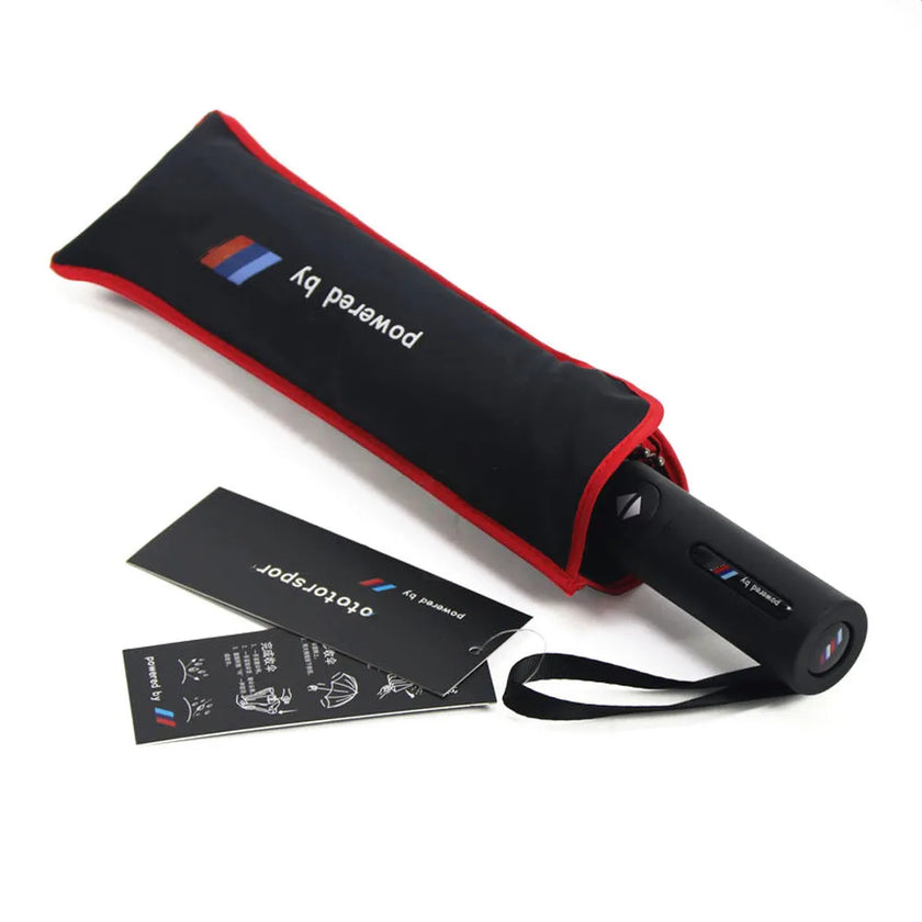 Original For BMW 4S shop car umbrella red edge 10 bone high-end automatic folding umbrella for rain shine umbrella with M logo