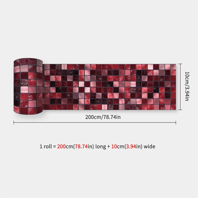 10X200cm Long Strip Wall Stickers Floor Kitchen Bathroom Living Room Skirting Line Wall Decor Waterproof Peel & Stick Wallpaper