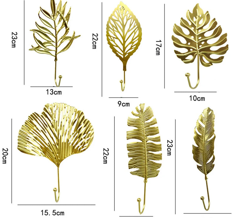 Hanging Storage Rack Home Decoration Bathroom Organization Leaf Shape Wall Hanger For Towel Clothes Gold/Green Nordic Style
