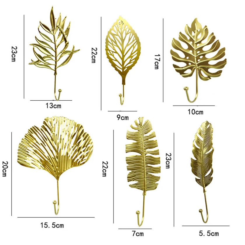 Hanging Storage Rack Home Decoration Bathroom Organization Leaf Shape Wall Hanger For Towel Clothes Gold/Green Nordic Style