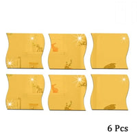 Adhesive Acrylic Mirror Wall Sticker DIY Art Mirror Creative Wave Shape Bathroom Living Room Decor