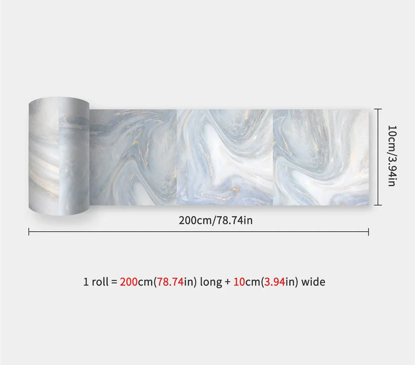 10X200cm Long Strip Wall Stickers Floor Kitchen Bathroom Living Room Skirting Line Wall Decor Waterproof Peel & Stick Wallpaper