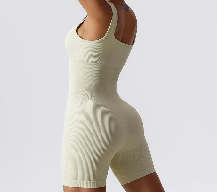 Piece Tummy Control Seamless Ribbed Jumpsuit Padded Sports Bra Romper Fashion Fitness Sportwear