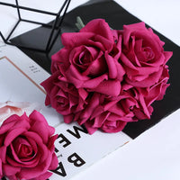 5Head Curl Edge Rose Bunch Moisturizing Real Touch Rose Bouquet Wedding Bridal Bouquet Artificial Flowers Home Party Event Decor