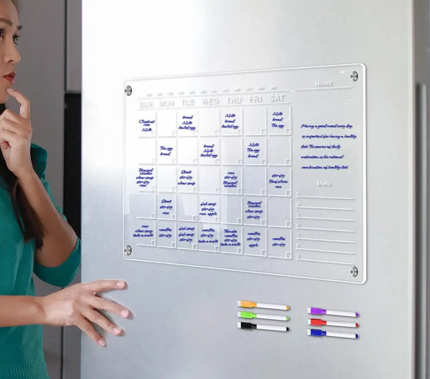 Monthly Board Calendar Monthly Board Reusable Magnetic Fridge Calendars with Scratch-proof Boards Marker Pens Stay Organized